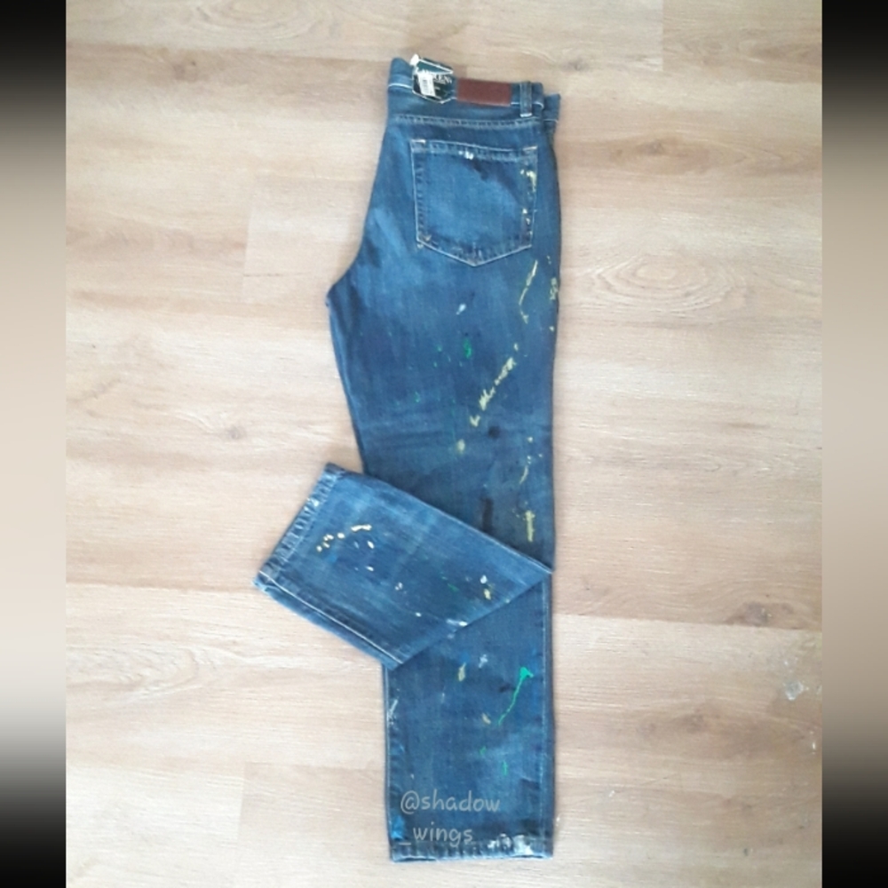 Ralph Lauren Girlfriend Paint Splatter Jeans / Size 6 Painted Cropped Jeans - Picture 12 of 15